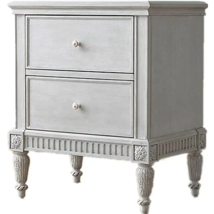 

l # French hotel oak traditional bedside end table solid wood night stand