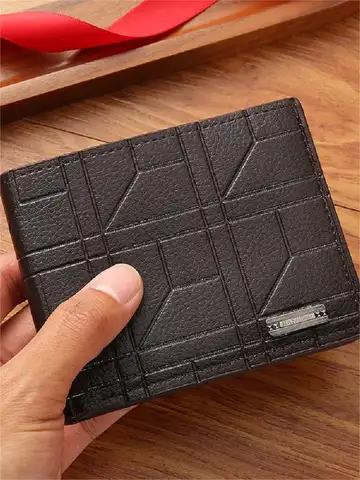 Leather Men's Wallets Slim Bifold Wallet for Men Business Casual Man Short Thin Minimalist Multi Card Holder Purse Money Clip