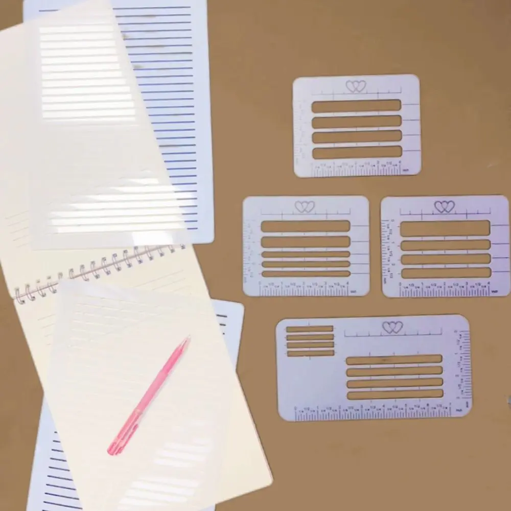 

4/6Pcs DIY Templates Ruler Multi-use Precision Writing Clear Calligraphy Stencil Lines Durable Letter Card Templates Student