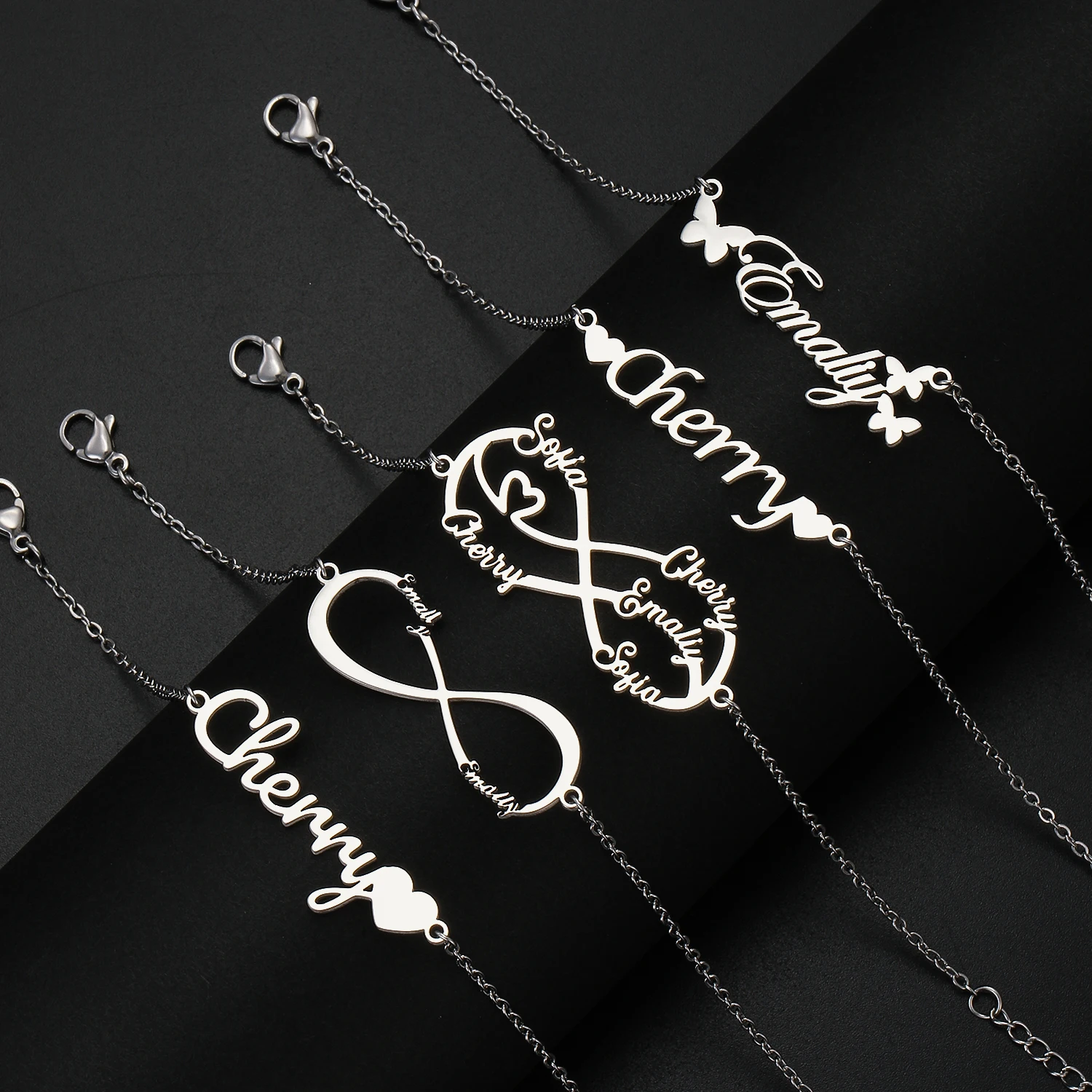 

QIMING Customized Name Love Bracelet For Women Personalised Bracelet Wedding Stainless Steel Jewelry Christmas Gift
