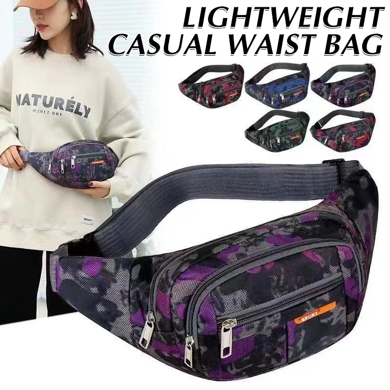 Waterproof Couple Waistpack Trendy Camouflage Oxford Cloth Crossbody Bag Fanny Pack Unisex