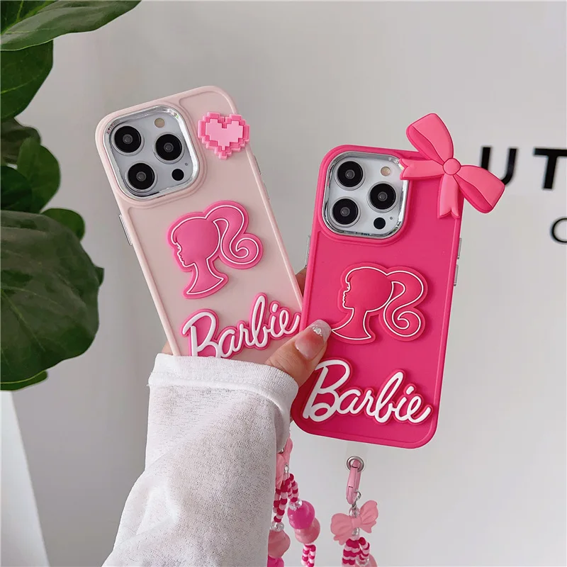 

New Barbie 3D Siliconecase Cell Phone Cases for IPhone 16 15 14Pro Max Women Fashion All Inclusive Protective Cover Gift