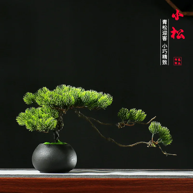 Simulation welcome pines bonsai Teahouse Zen new Chinese moss moss potting pine fake tree small potted decoration