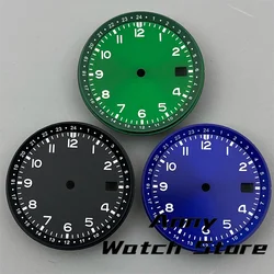 33.5mm black blue green watch dial luminous dial fit NH35 movement