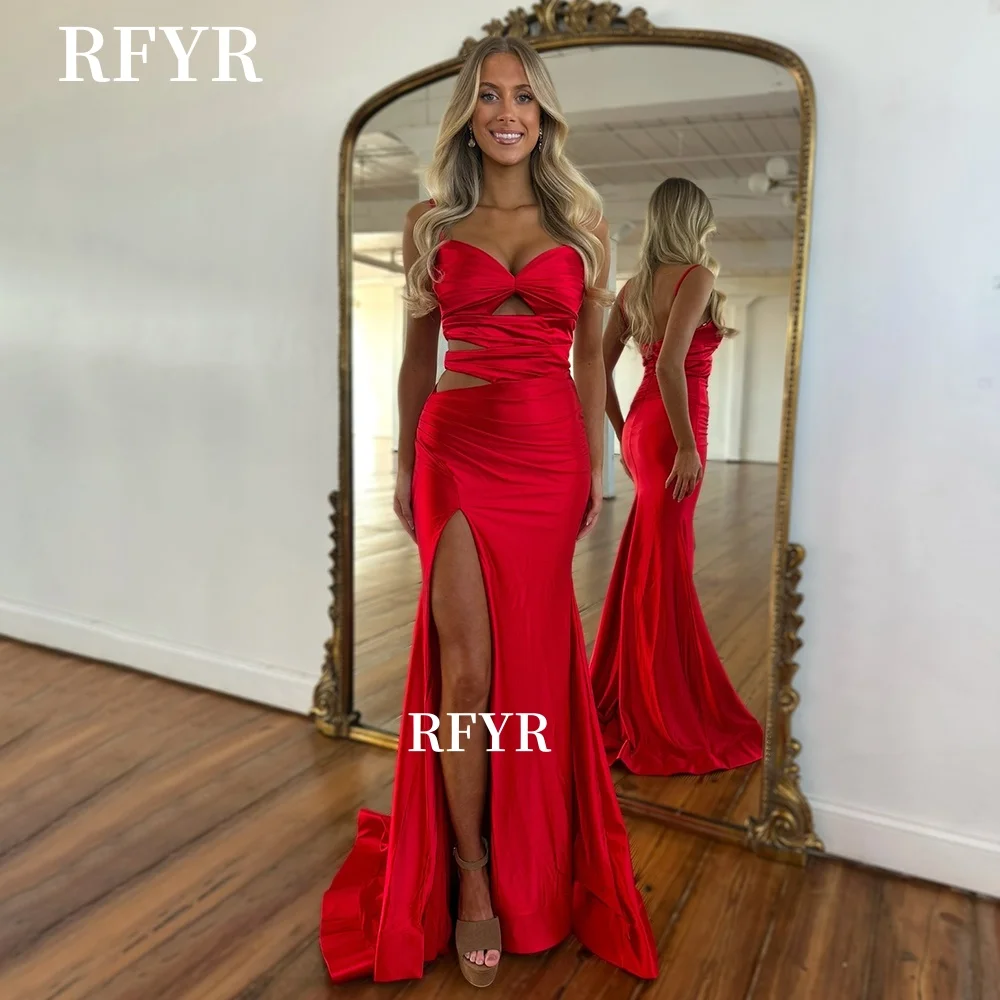 

RFYR Mermaid Evening Dresse Prom Dress High Slit فستان سهرة with Cut Out Party Dress Vestidos De Noche Customized