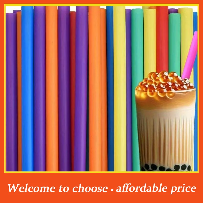 {}100Pack Colorful Reusable PP Wide Straws For Milk Tea Shakes & Popsicles Food-safe Durable Drink Accessories
