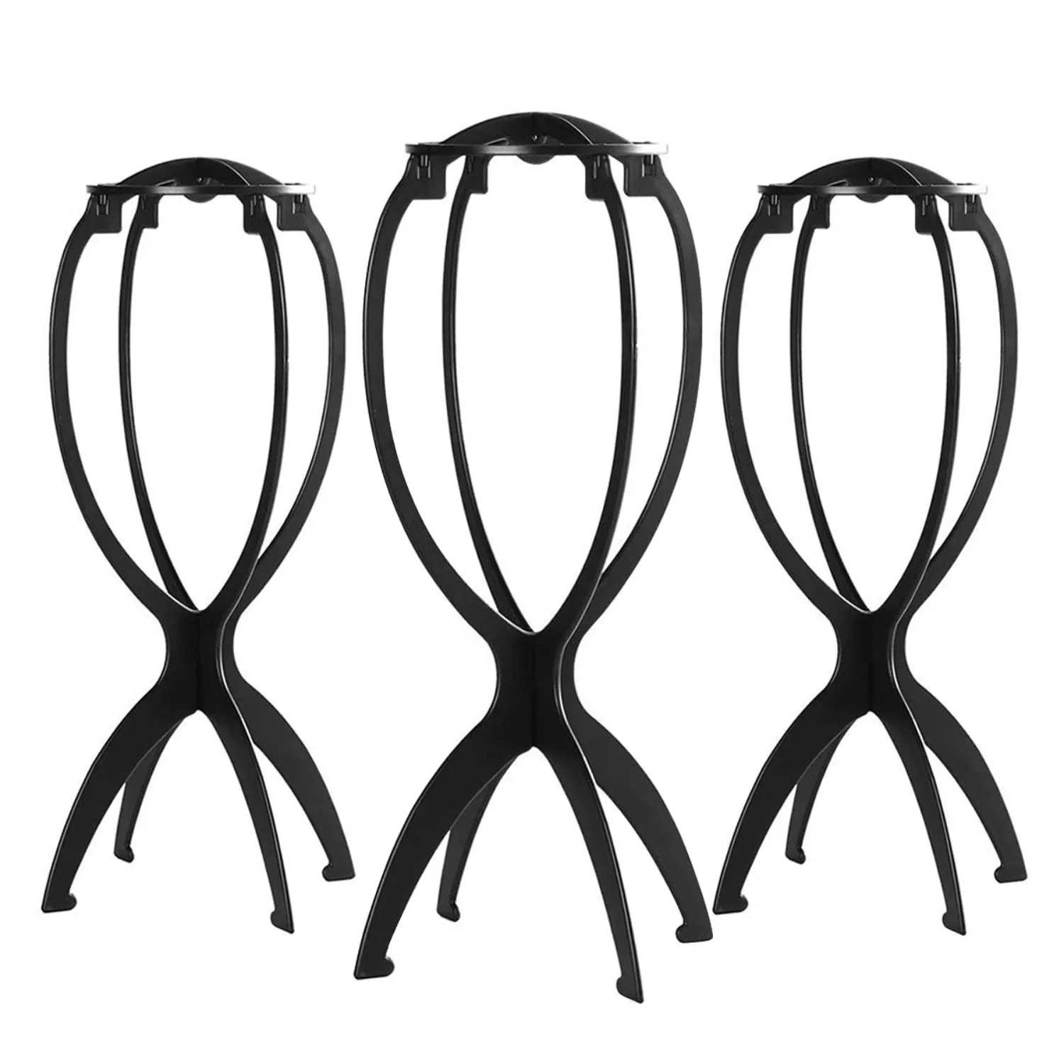 Wig Stand Collapsible Wig Holder for Multiple Wigs Durable Plastic Portable Wig Stand Wig Display Holder Dryer Stand