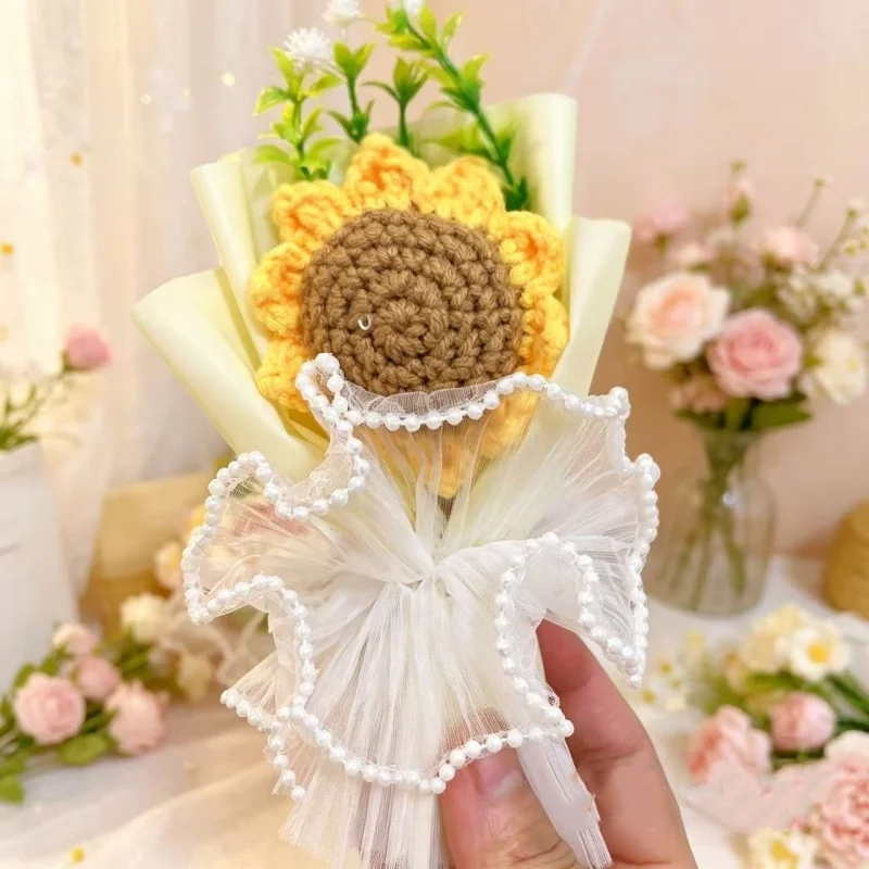 15cm Mini Handgemachter Häkelblumenstrauß Künstliche Blumen Valentinstag Muttertag Romantisches Geschenk Tischdekoration – Detail 6