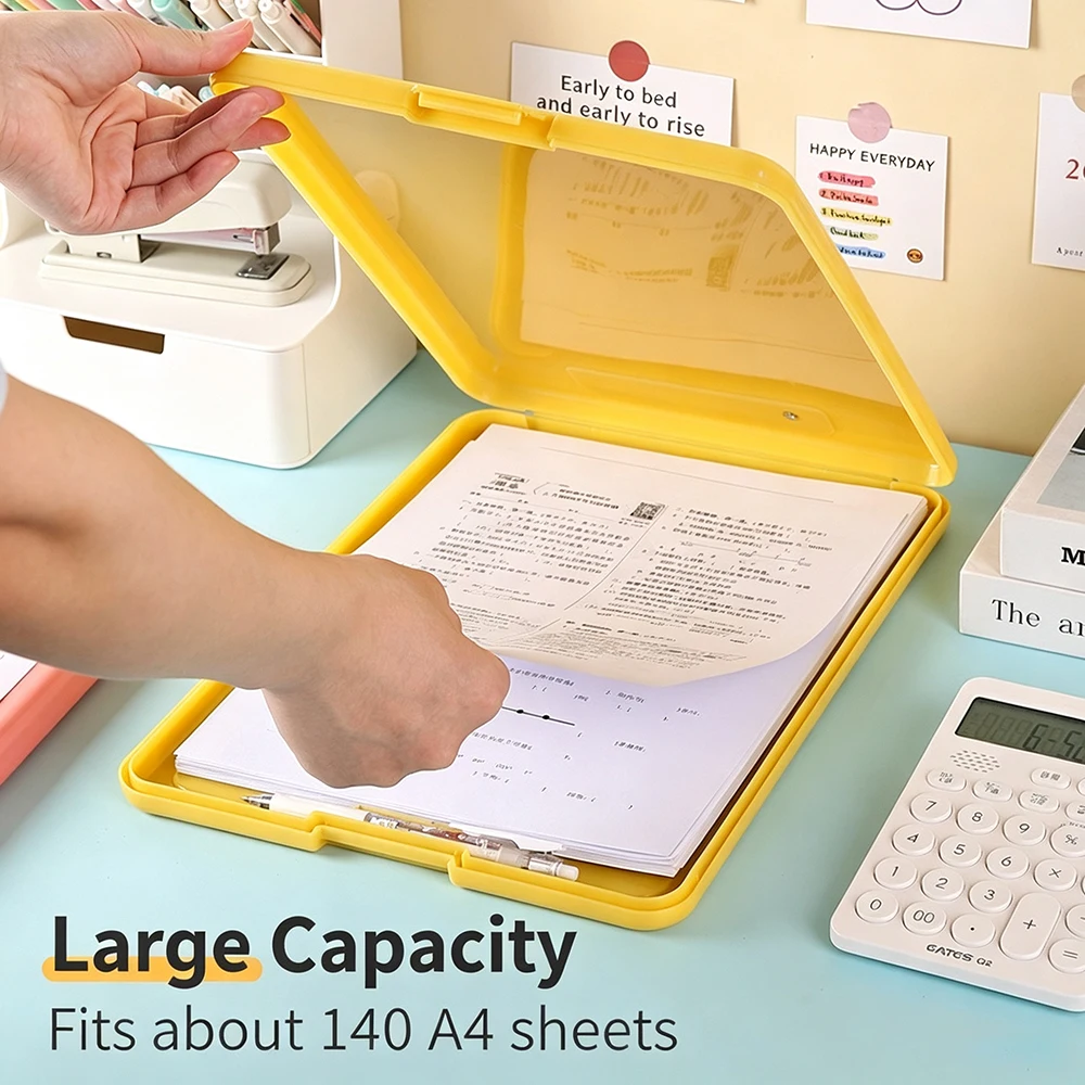 A4 Clipboard with Storage Box Large Capacity File Folder Writing Board Back to School Student Office Stationery Paper Holder