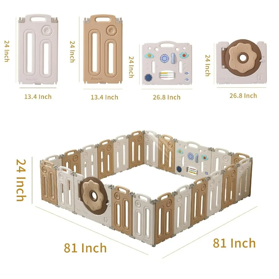 Box per bambini pieghevole con pannello di gioco e cancello di sicurezza per uso interno Cortile da gioco portatile regolabile con 22 pannelli Ideale per bambini