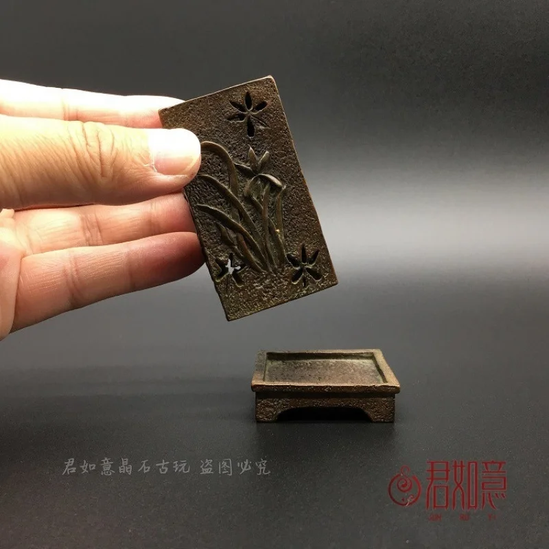 Plum Orchid Bamboo Chrysanthemum Small Brass Square Hollow With Base Copper Burner Tower Incense C