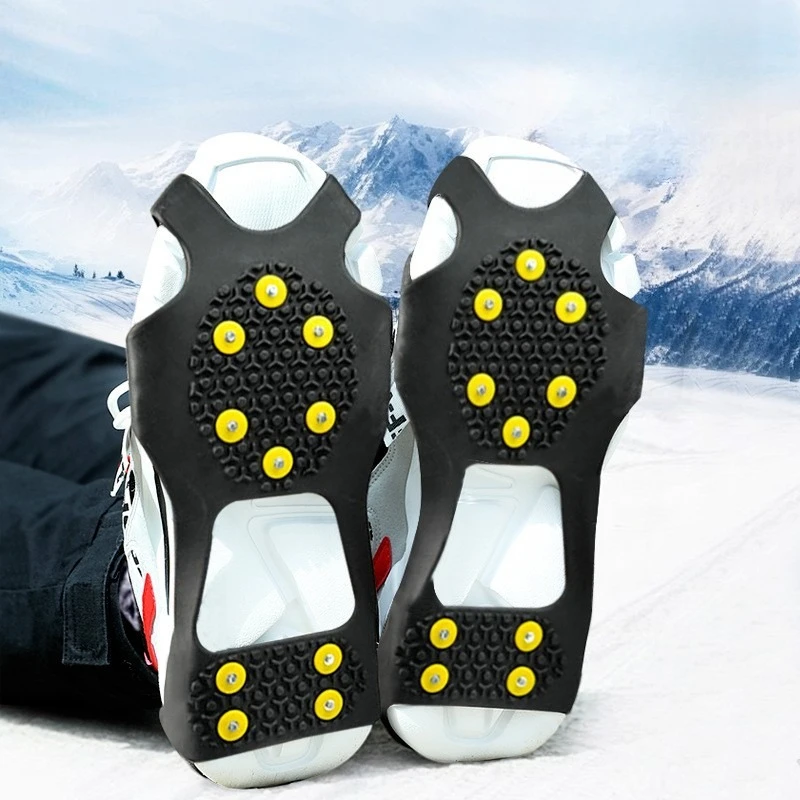 2Pcs Snow Shoe Spikes Snowshoe Crampons Anti Slip 10 Tooth Steel Ice Traction Not Fall Off Universal Slip for Outdoor for Winter