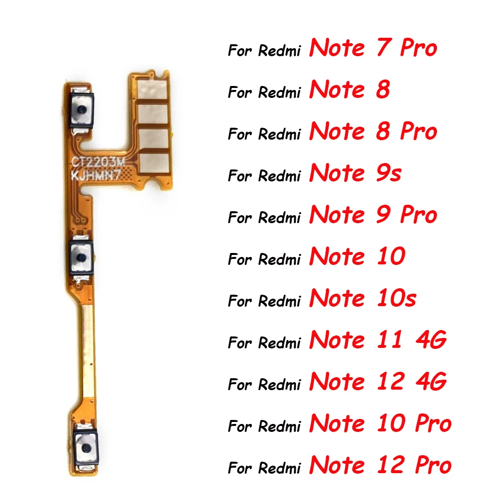 

New Volume Power Switch On Off Button Key Flex For Xiaomi Redmi Note 9 Pro Note 9s 10 10S 11 Pro 4G 5G 12 Pro 4G