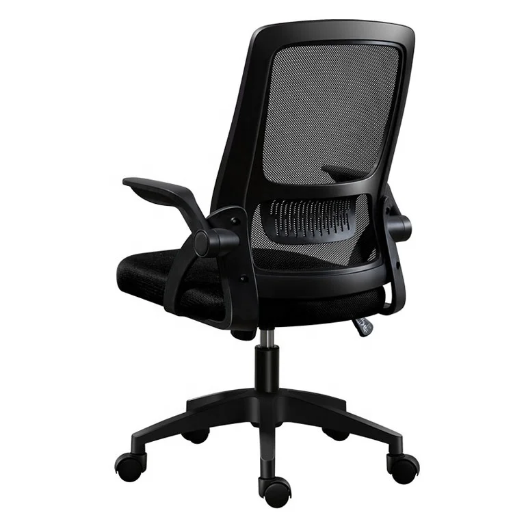 Commercial Office 360 Swivel Conference Chair With Flip up Armrest Mesh Fabric Rolling Computer Working Task Chair for Workshop