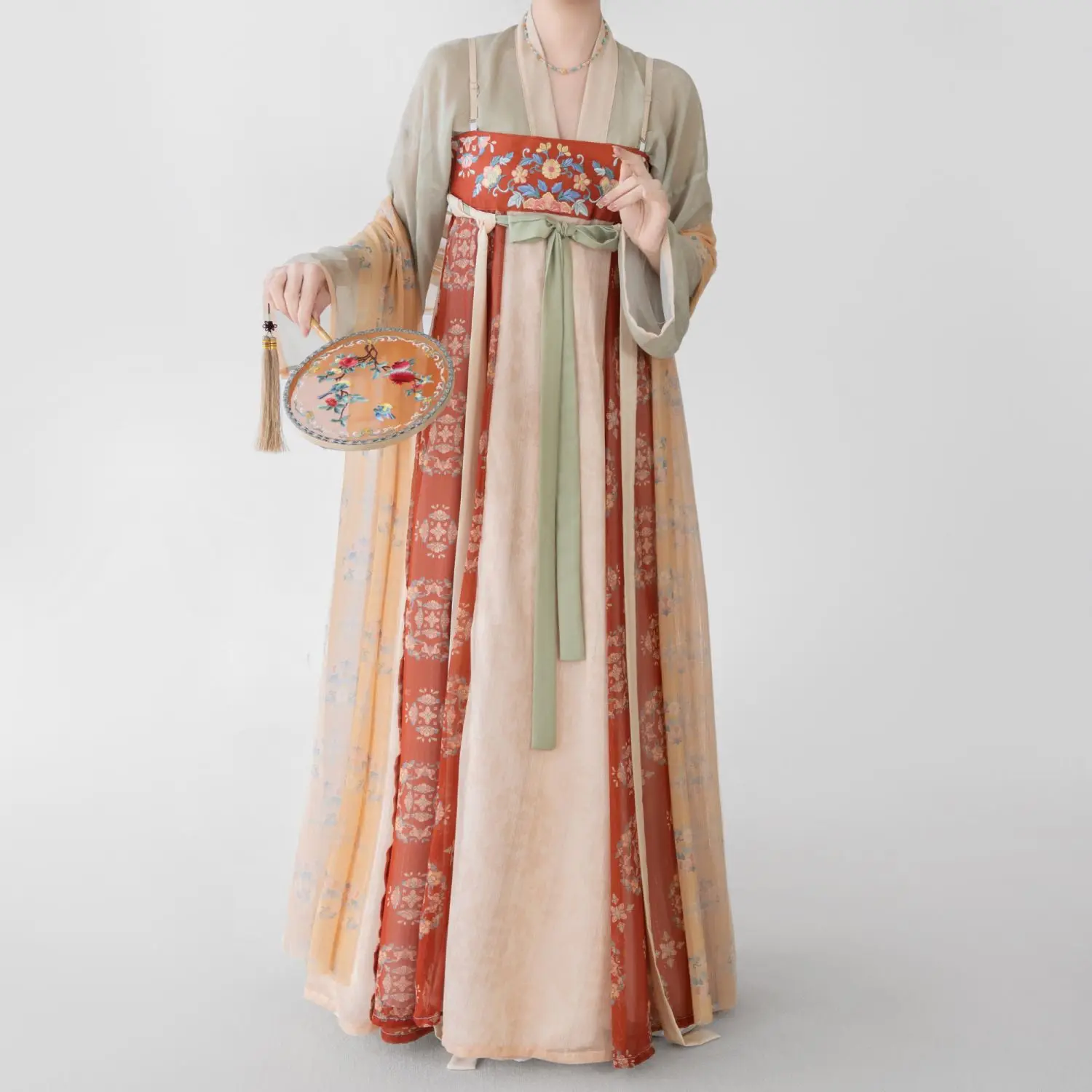 Hanfu-Robe de soirée de cour de printemps originale, longueur de poitrine, ensemble Hanfu 03/3 pièces, costume chinois Han Han sans bretelles