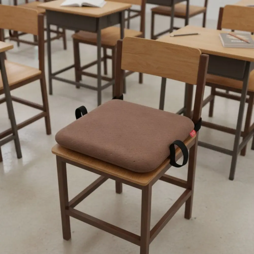 Square Student Chair Cushion with Strap Velvet Fabric Surface Plastic Stool Pad Slow Rebound Soft Seat Cushion Classroom