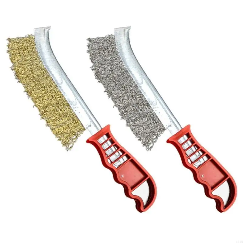 

Y51B Wire Brush Set,2Pcs Stainless Steel Wire Brushes for Cleaning Metal Rust Dirt with Ergonomic Handle Grip