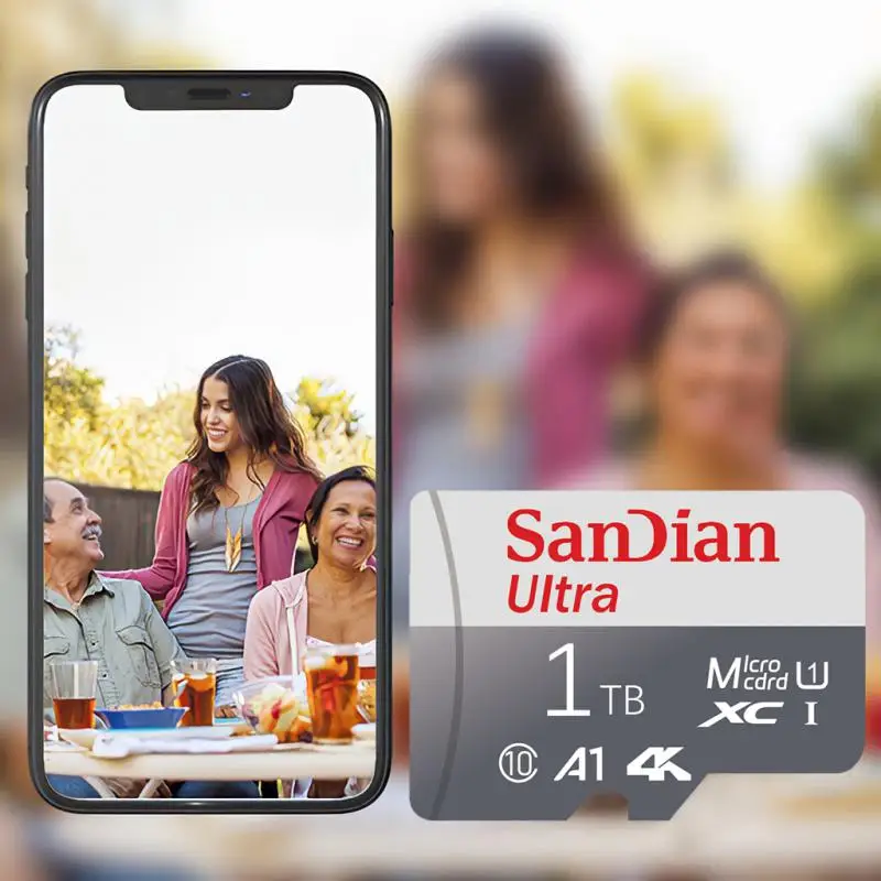 SANDIAN-tarjeta de memoria SD de 2TB, Micro TF/SD de 1TB, 512GB, Clase 10, alta velocidad, A2, U3, Flash, V60 tarjeta TF, Flash, tarjeta SD para cámara 4K, PC