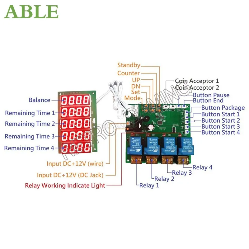 JY-215 Inbuilt Counter 4 Channel Timer Board Bill Acceptor Coin Acceptor Selector Control Token for Vending Arcade Game Machine