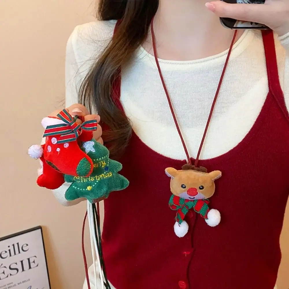 Elegant Santa Claus Christmas Necklace Elk Snowman Sweater Chain Pendant Clothing Accessories Fashion Long Necklace Girl