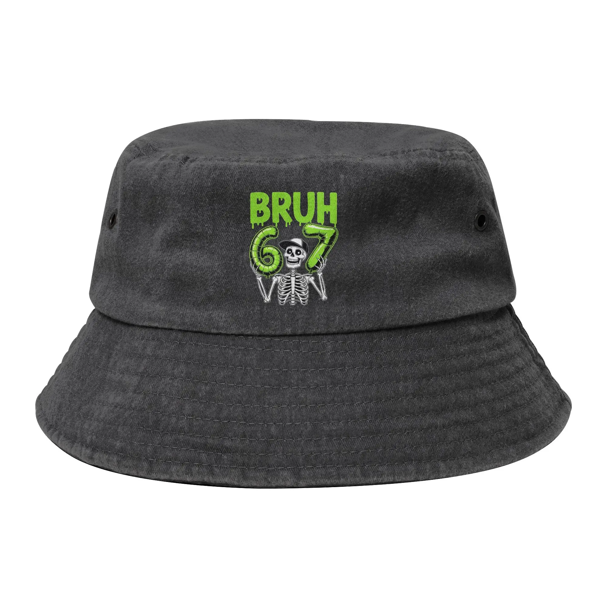 Women Men Distressed Denim Bucket Hats 6-7 Six Seven Bruh 67 Outdoor Fishing Hats  Bob Hat Gift
