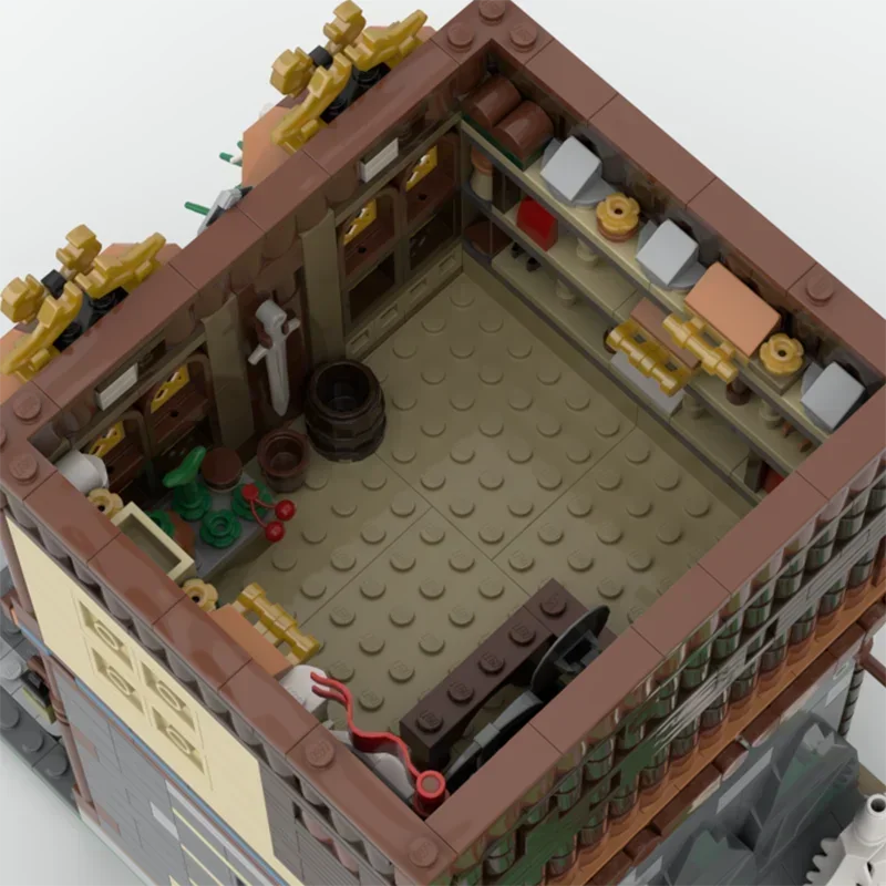 Street View Model Moc Building Blocks Viking Shop Model Technology Modular Brick DIY Assembly Construction Toy Holiday Gifts