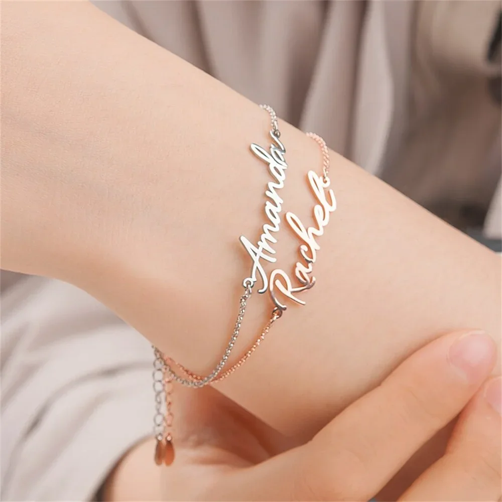 Custom Name Stainless Steel Bracelets for Women Personalise Men Adjustable Bracelet Jewelry Christmas Gift Pulseras Para Parejas