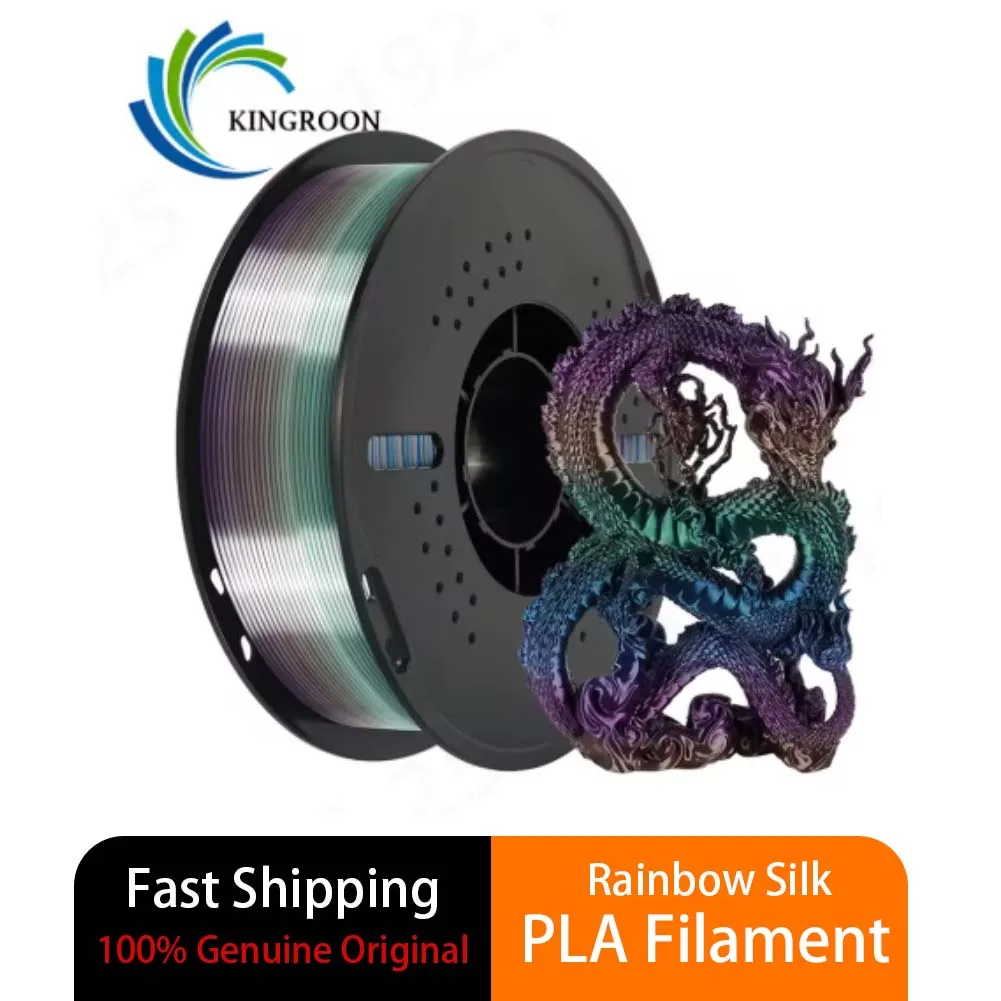 

KINGROON Rainbow Silk PLA Filament 1.75mm 1KG Gradient Color Change Smooth Printing Material for FDM 3D Printer