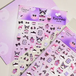 1pc Cartoon Sanrio Nail Sticker HelloKitty Melody Kuromi Anime Stickers Nail Art Decoration DIY Press On Nails