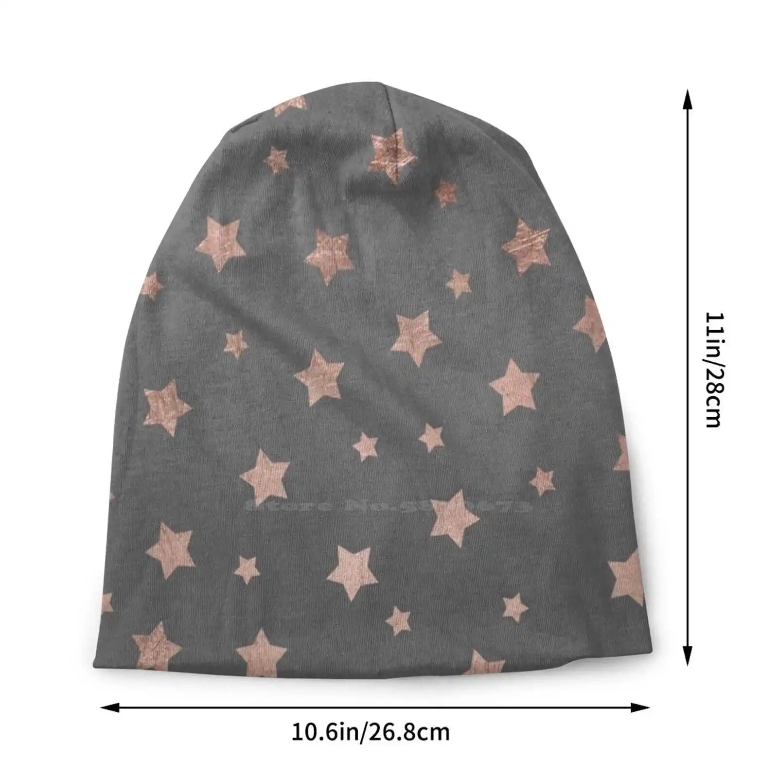 Rose Gold Christmas Stars Geometric Pattern Cement Knitted Hat Warm Beanie Outdoor Caps Rose Gold Christmas Stars Geometric