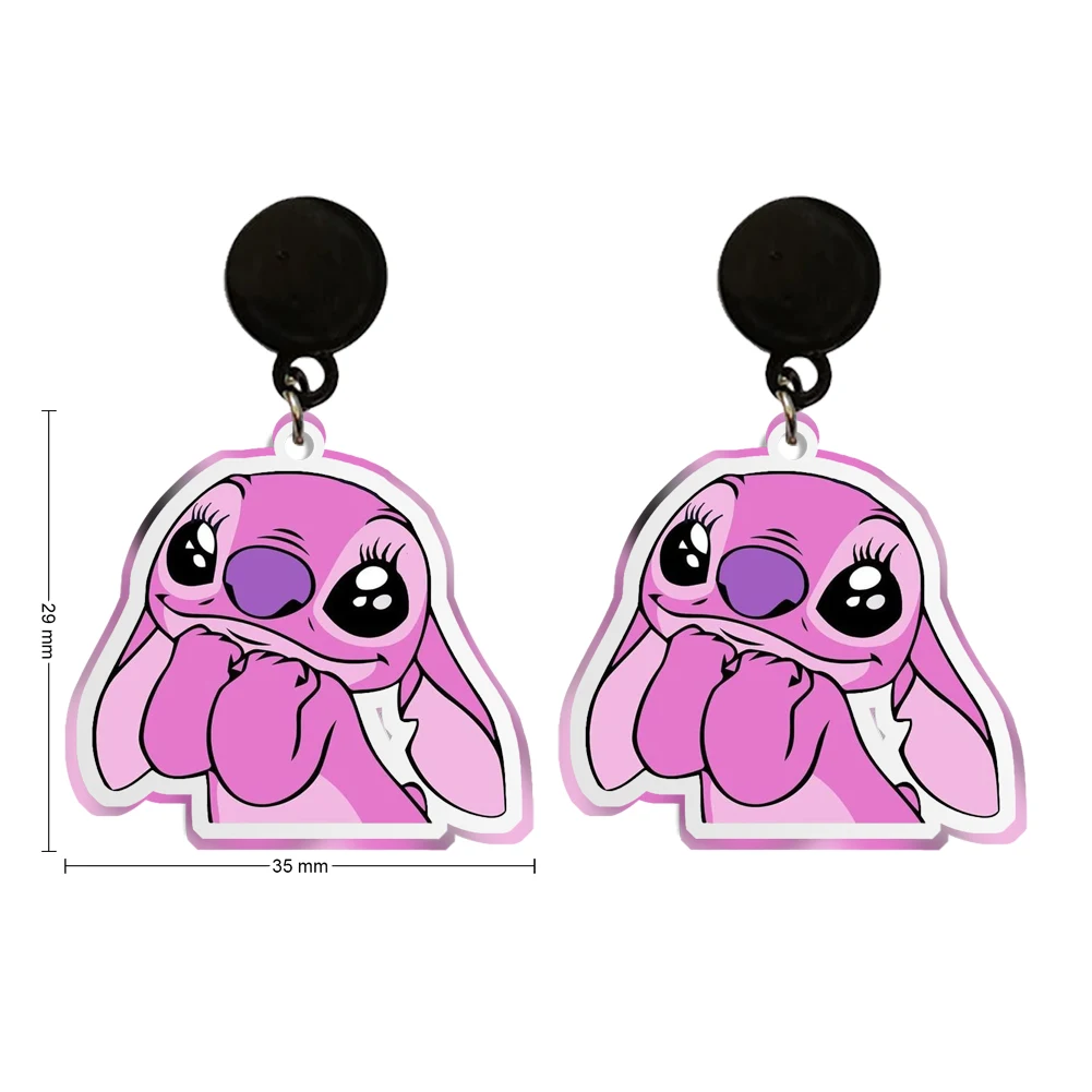 Disney Stitch Angel Clear Transparent Acrylic Earrings Cute Crystal Like Drop Dangle Earrings For Women Girls Gift