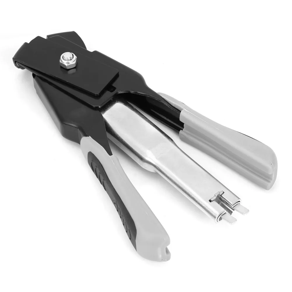 Spring-Loaded Hog Ring Pliers Kit Auto Feed Black Grey Hog Ring Gun Galvanized Steel Staple Plier