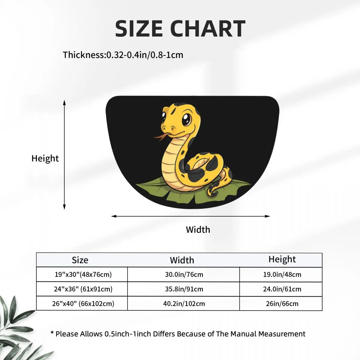 Golden Python Snake In Grass Soft Flannel Half Round Doormat Non Slip Bathroom Mat Absorbent Floor Carpet for Living Room