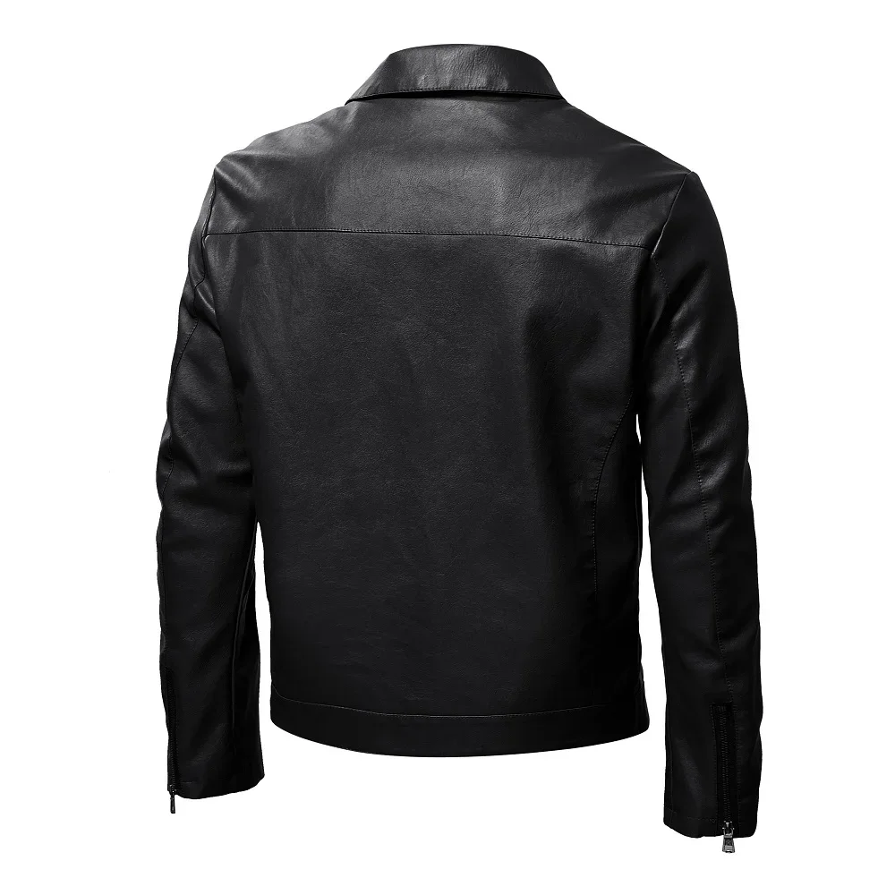 Spring Motorcycle Jacket Men Turn Down Collar Casual Leather Jacket Fashion Slim Moto Bike PU  Jacket Men Plus Size 5XL