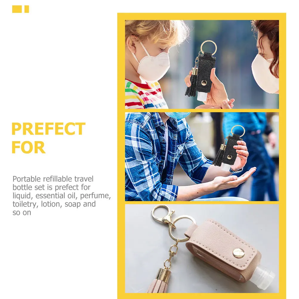 4pcs Portable Bottle Keyholder Cover Refillable Travel Bottle Keychain For Liquid Perfume Essential Oil Lotion