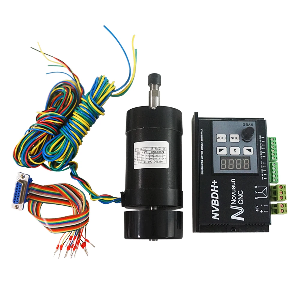 DC Motor Air Cooled Spindle Brushless ER8 Brushless Motor Driver NVBDH+ With Hall for CNC Router Machine