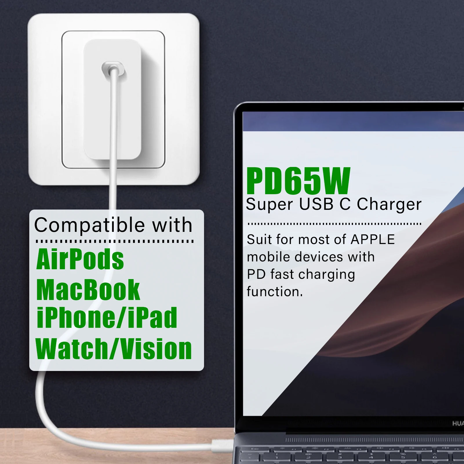 For OnePlus charger SuperVooc 240W realme superdart adapter oppo wall adapter PD65W for macbook iPhone Samsung tablet PPS charge