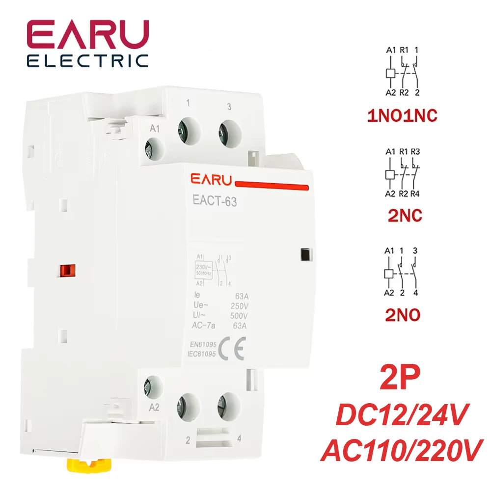 2P16A100A AC 110V 220V 50/60Hz carril Din hogar AC controlador de interruptor de Contactor Modular 2NO 2NC 1NO 1NC DIY hogar inteligente Hotel