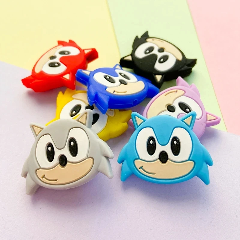 10pcs game sonic focal Silicone beads Teether Jewelry Beads Food Grade For pen Pacifier Chain