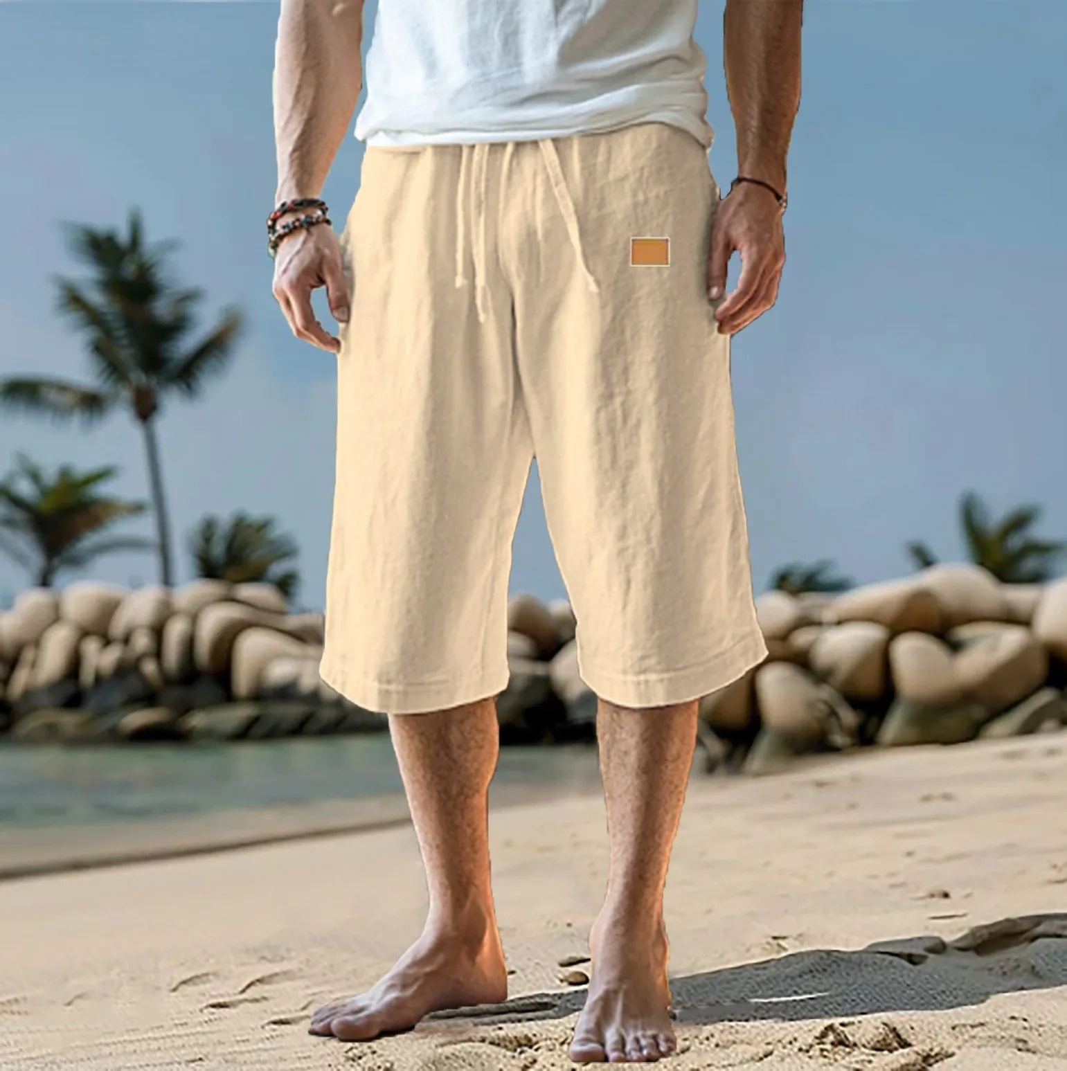 

2026 summer new mens shorts lightweight and breathable casual pantscotton and linen simple daily sports shorts