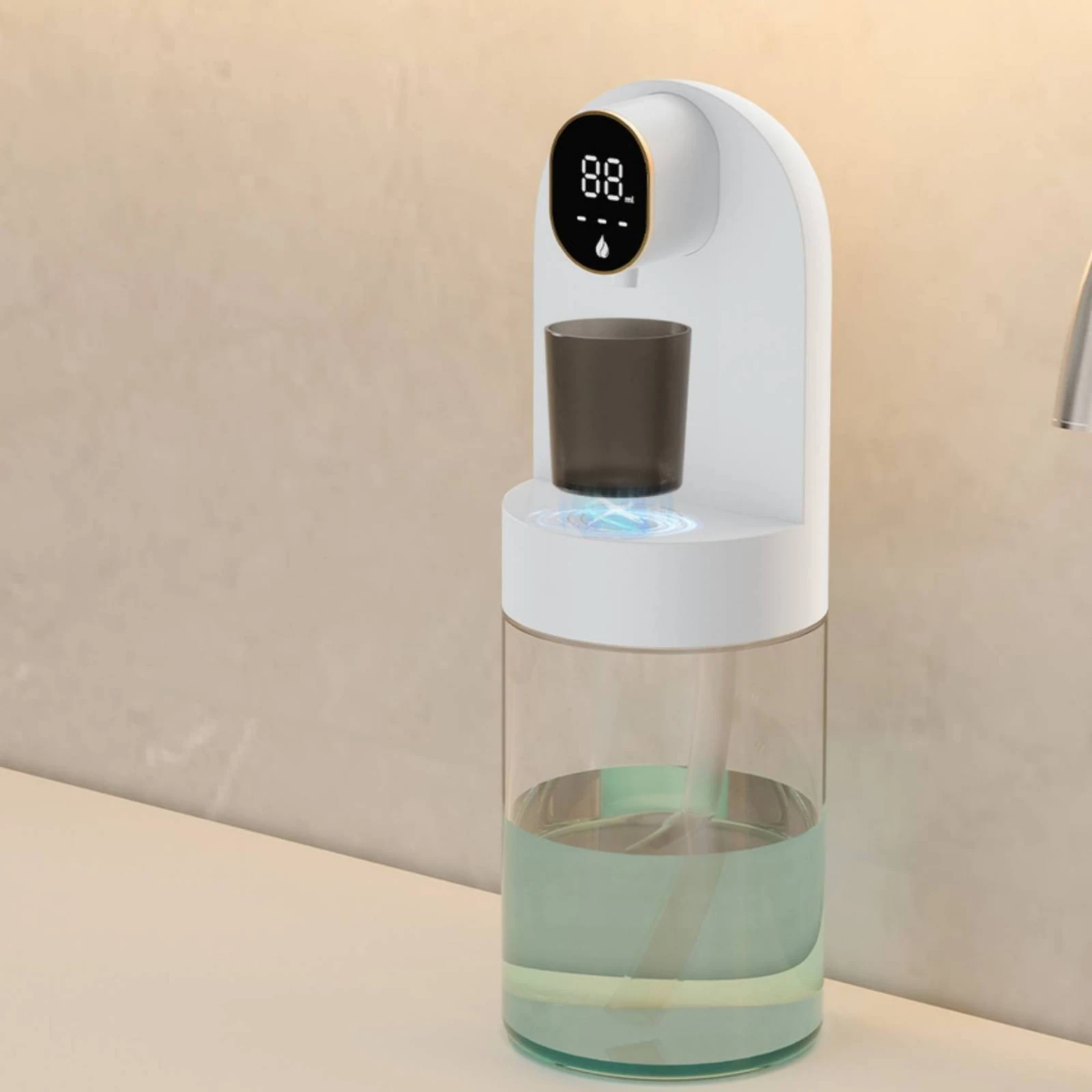 Smart Mouthwash Machine LED Display Wall-Mounted Mouthwash Machine Compact Bathroom Appliance Minimalist