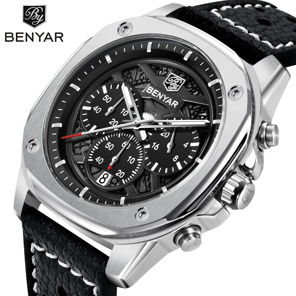 benyar-2026-new-43mm-luminous-dial-men's-sports-quartz-watch-chronograph-30m-waterproof-business-wristwatch-relogios-masculino