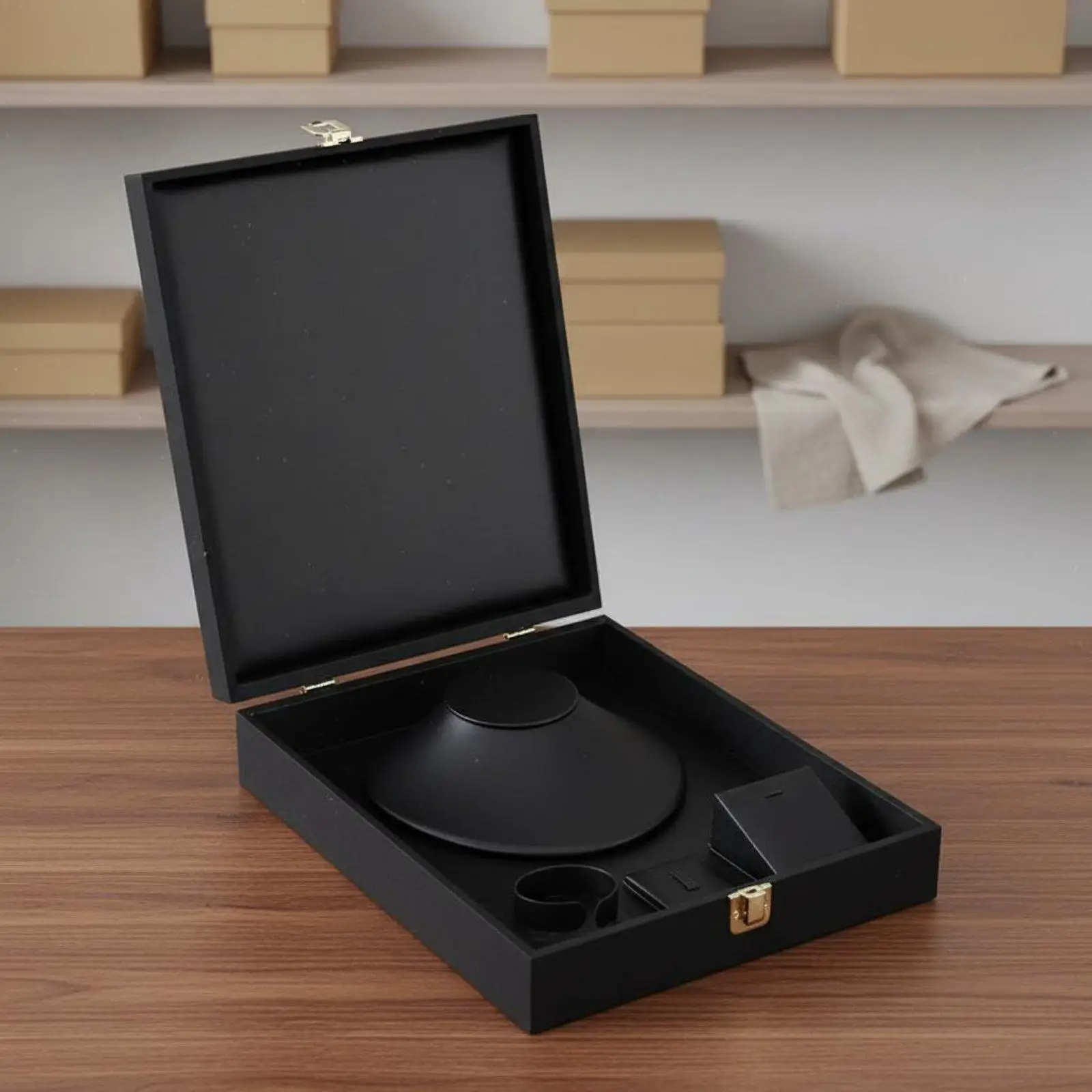 Jewelry Organizer Stand Velvet Tray PU Leather Jewelry Storage Box for Rings Necklaces in Retail Stores