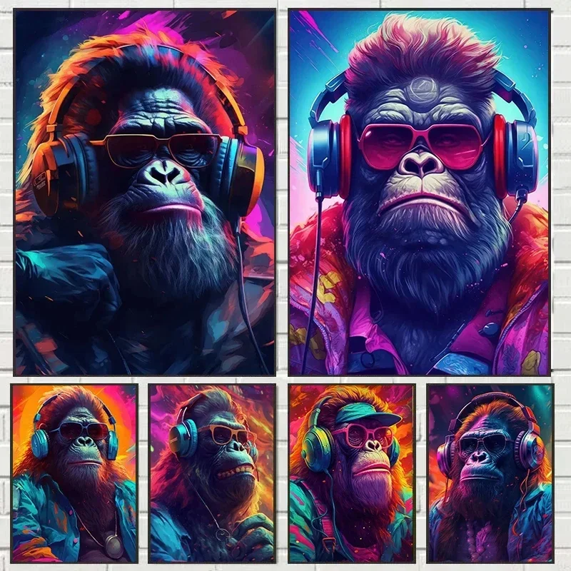 Graffiti Singing Monkey Canvas Painting Hip Hop Street Art Posters and Prints Pop Art Wall Picture Painting Living Room Home