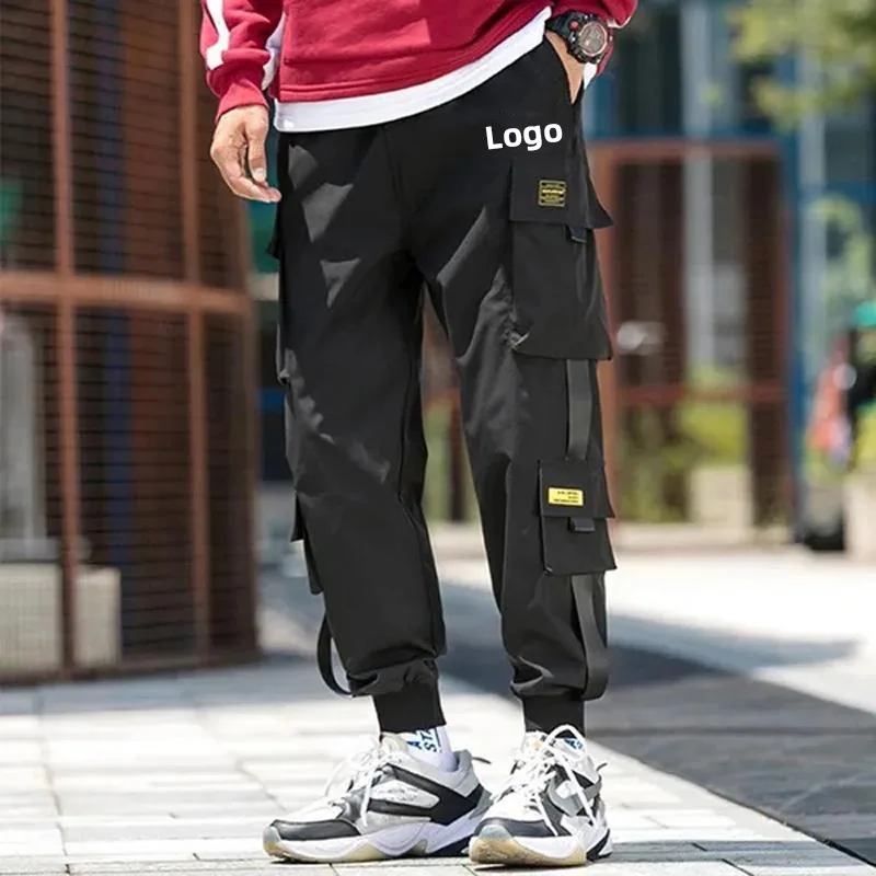 Customise your logo Men's Harem Joggers Cargo Pants Streetwear Hip Hop Pockets Track Pants Male Harajuku Fashion Thin Trousers