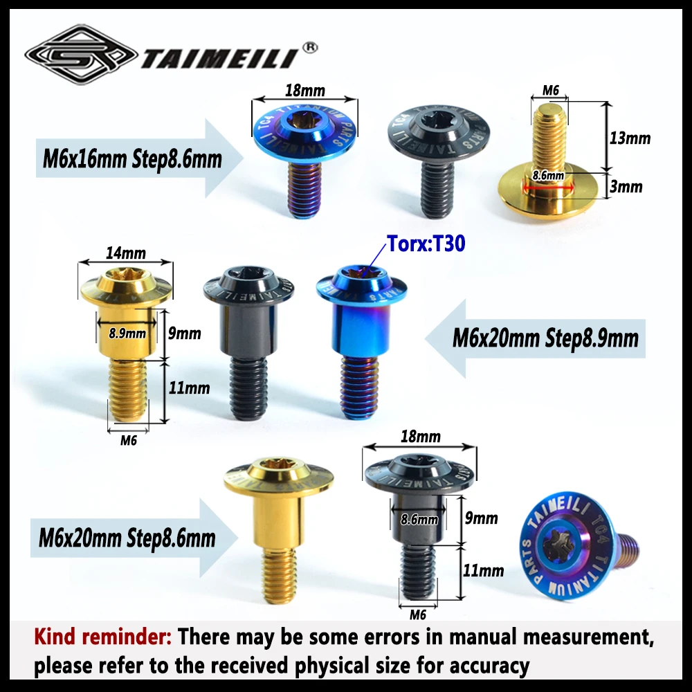 TAIMEILI Titanium alloy step screw M6x16/20mm suitable for Suzuki motorcycle shell screw1pcs
