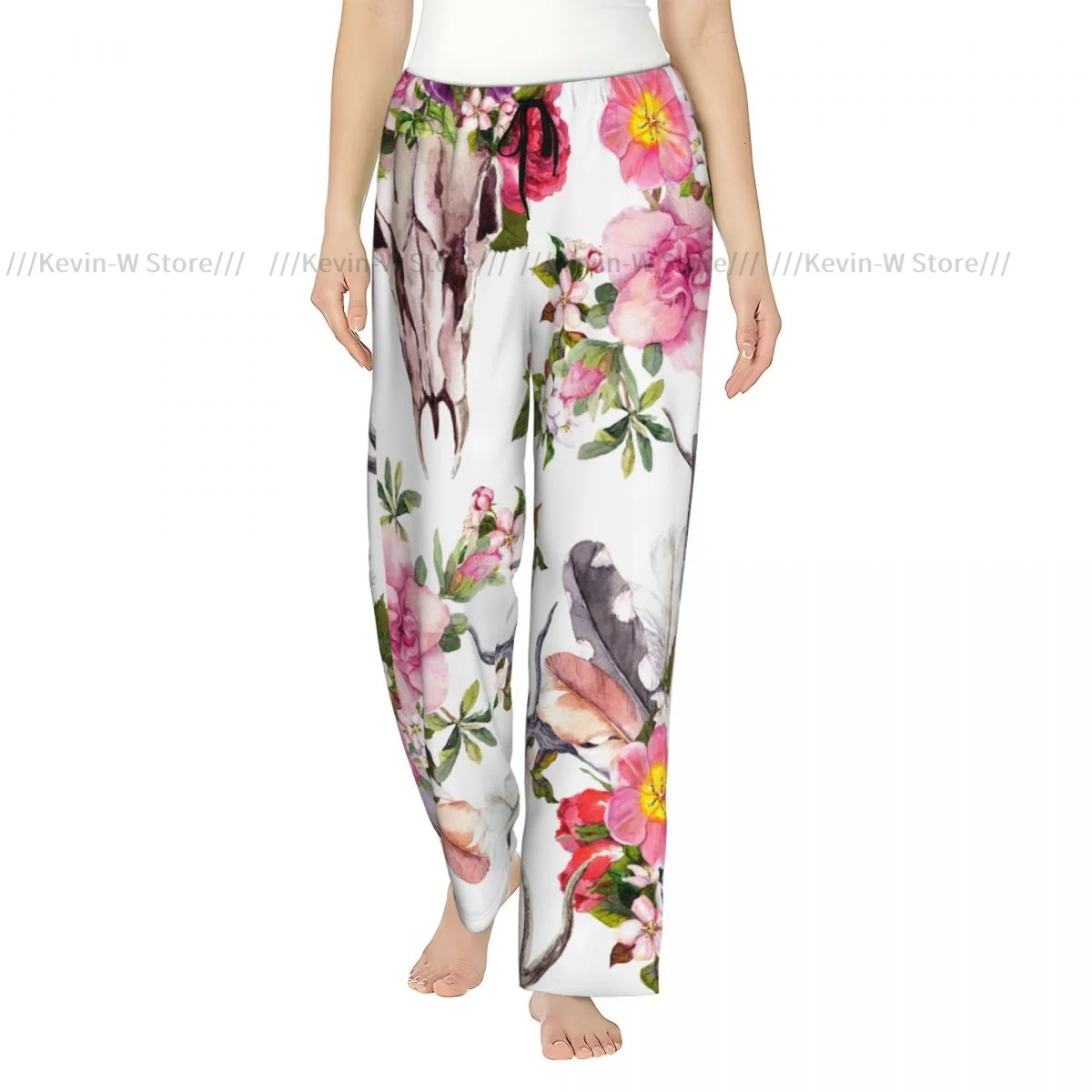 

Women Deer Skulls With Flowers And Dreamcatchers Flannel Pajama Pants Soft Warm Sleep Pants Cozy Winter Loungewear