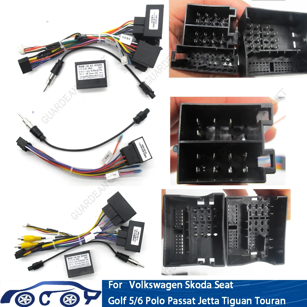 16Pin Car Radio Multimedia Harness For Volkswagen Golf 5/6/7 Polo/Passat/Jetta/Tiguan/Touran/Skoda Power Cable Android Canbus Bo