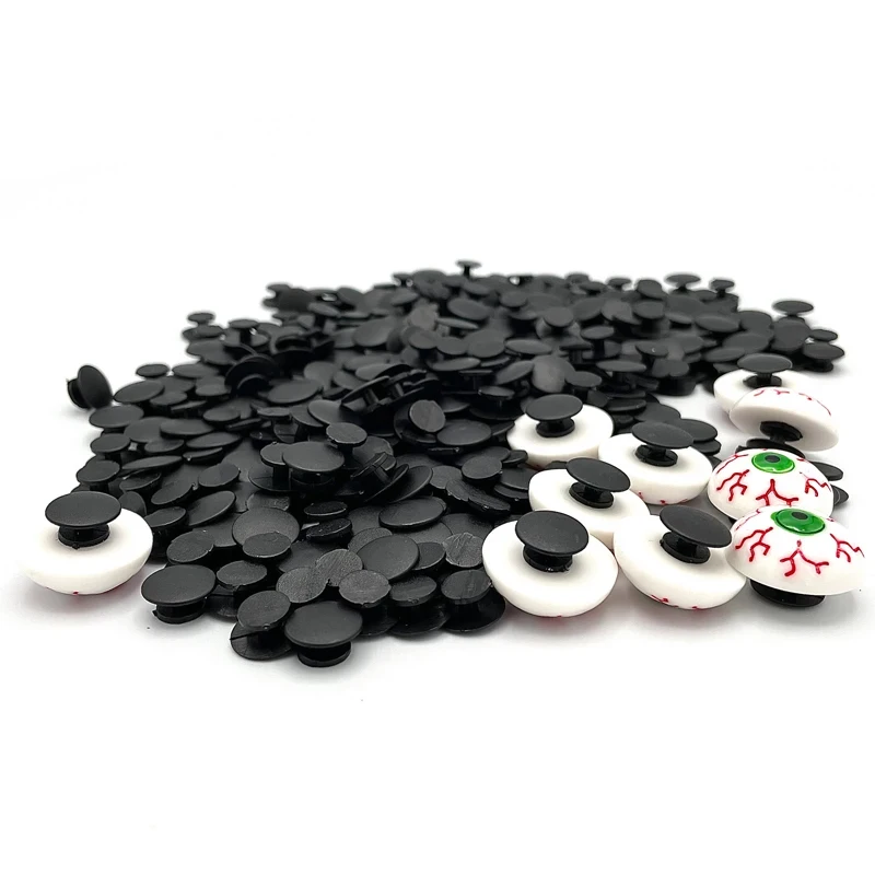 100Pcs Black Plastic Shoe Buttons DIY Parts Pins Accessories For Women\'s Clogs Custom Garden Shoe Charms Kid\'s Slippers Buckles