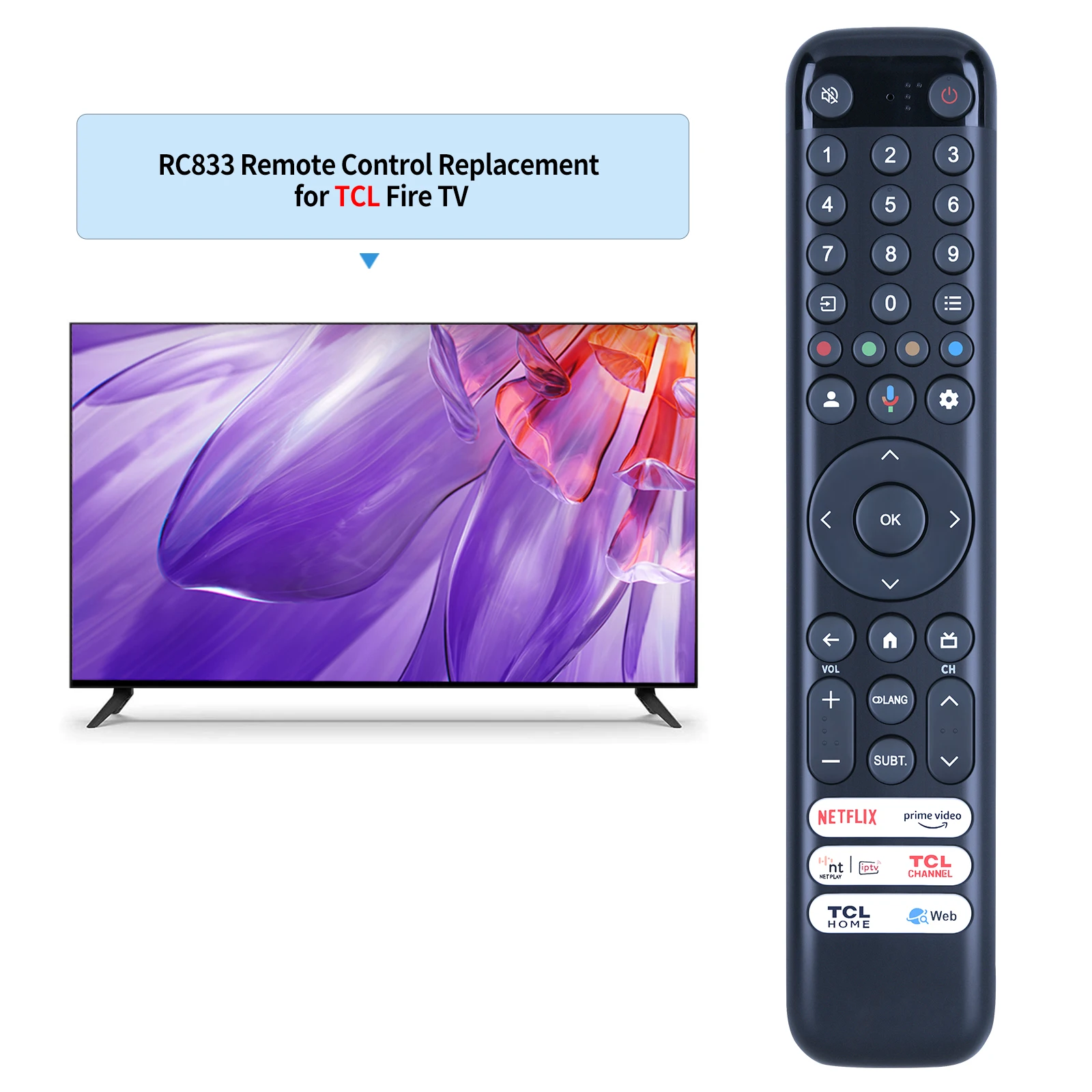 New RC833 GMB1 Remote Control For TCL Smart TV without Voice